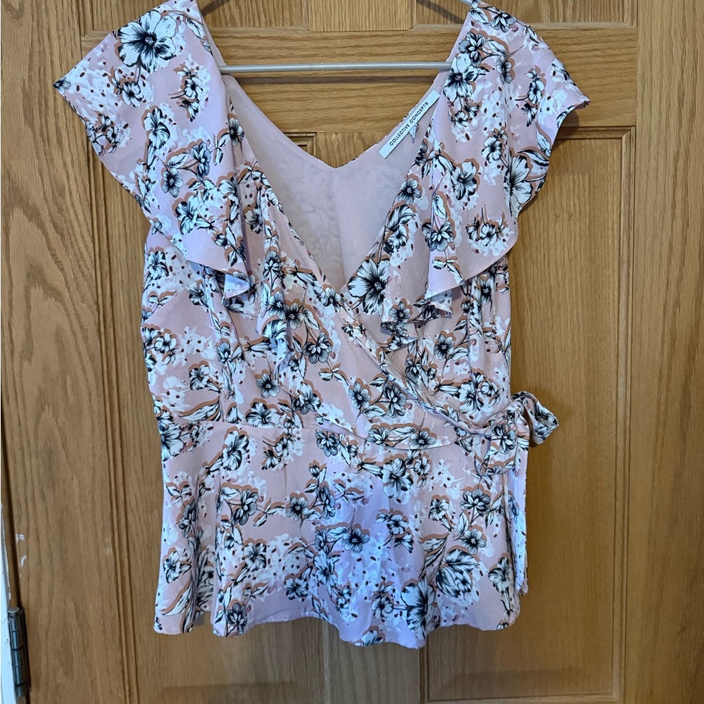 Floral Pink Wrap Top